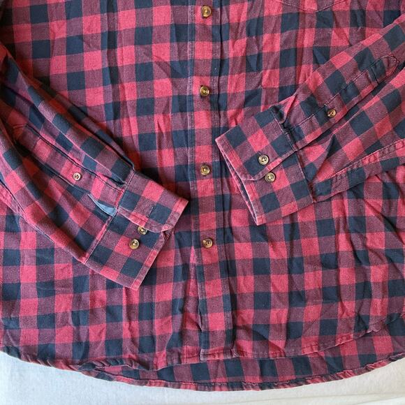 IZOD Men Shirt size XXL Long Sleeve Button Down Plaid Red & Blue - Picture 7 of 8